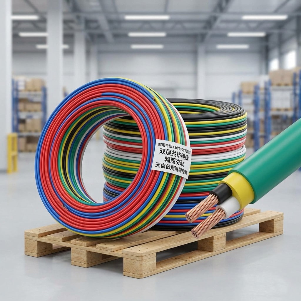 Double-layer Co-extruded Irradiation Cross-linked Halogen-free Low-smoke Flame-retardant Cable, Rated Voltage 450/750V and Below